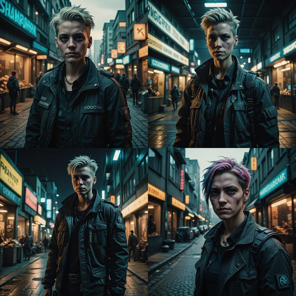 Cyberpunk Fantasy Portrait of a German Fire Mage in a Cinema...