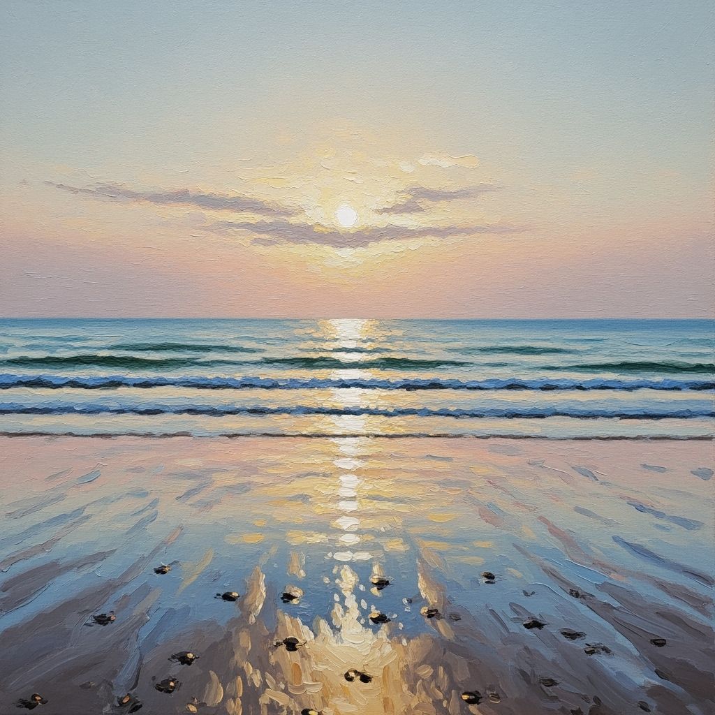 Beach After Summer Rain in Impressionist Style