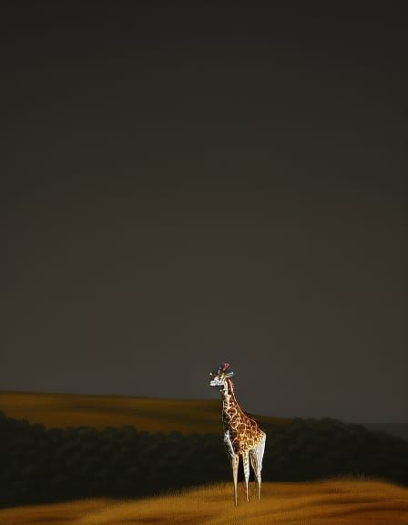 Giraffe Overlook: Stylized Impressionist Oil Painting