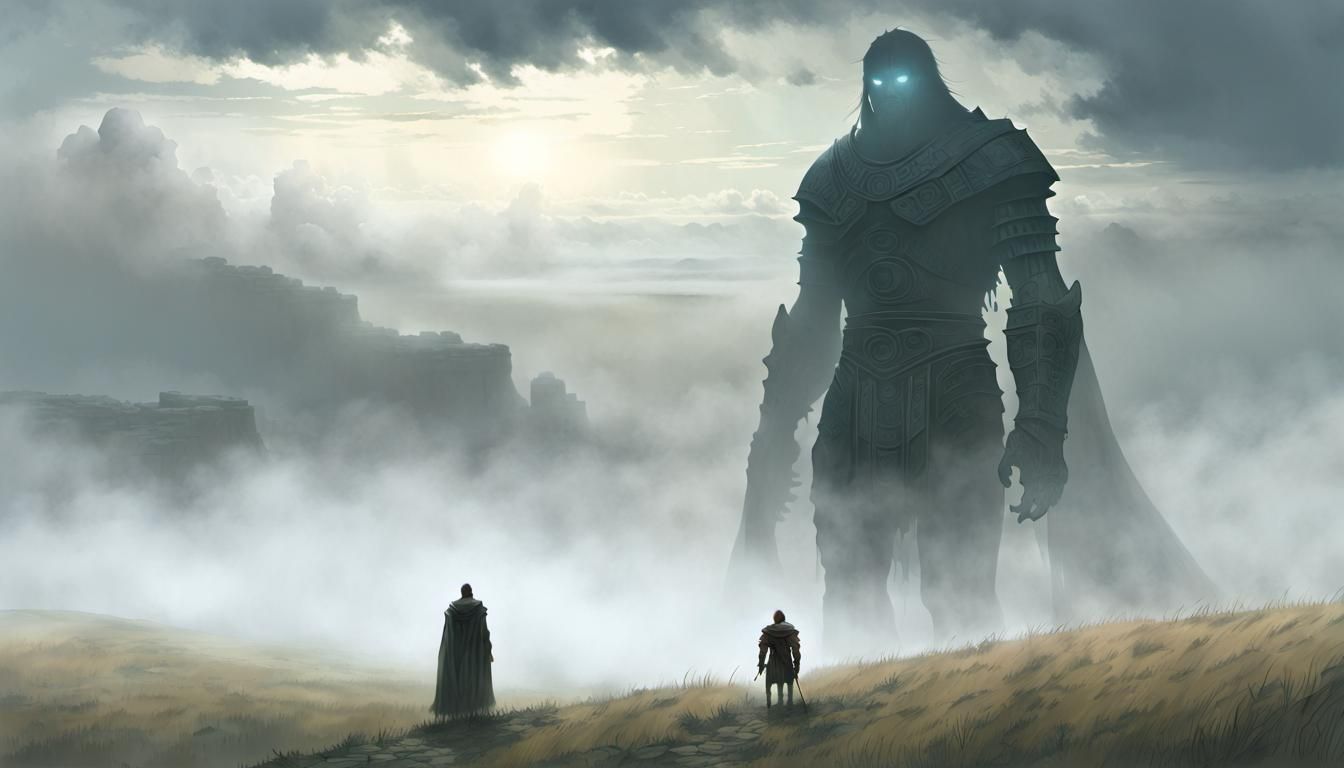 Ominous Giants in Mist: Colossus-Inspired Art