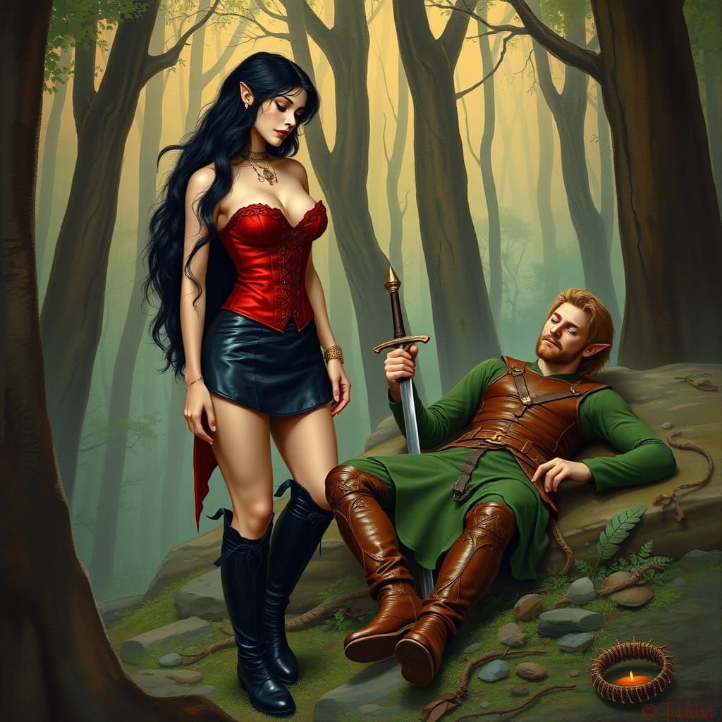 Lilith, Queen of Darkness, in Mystical Forest