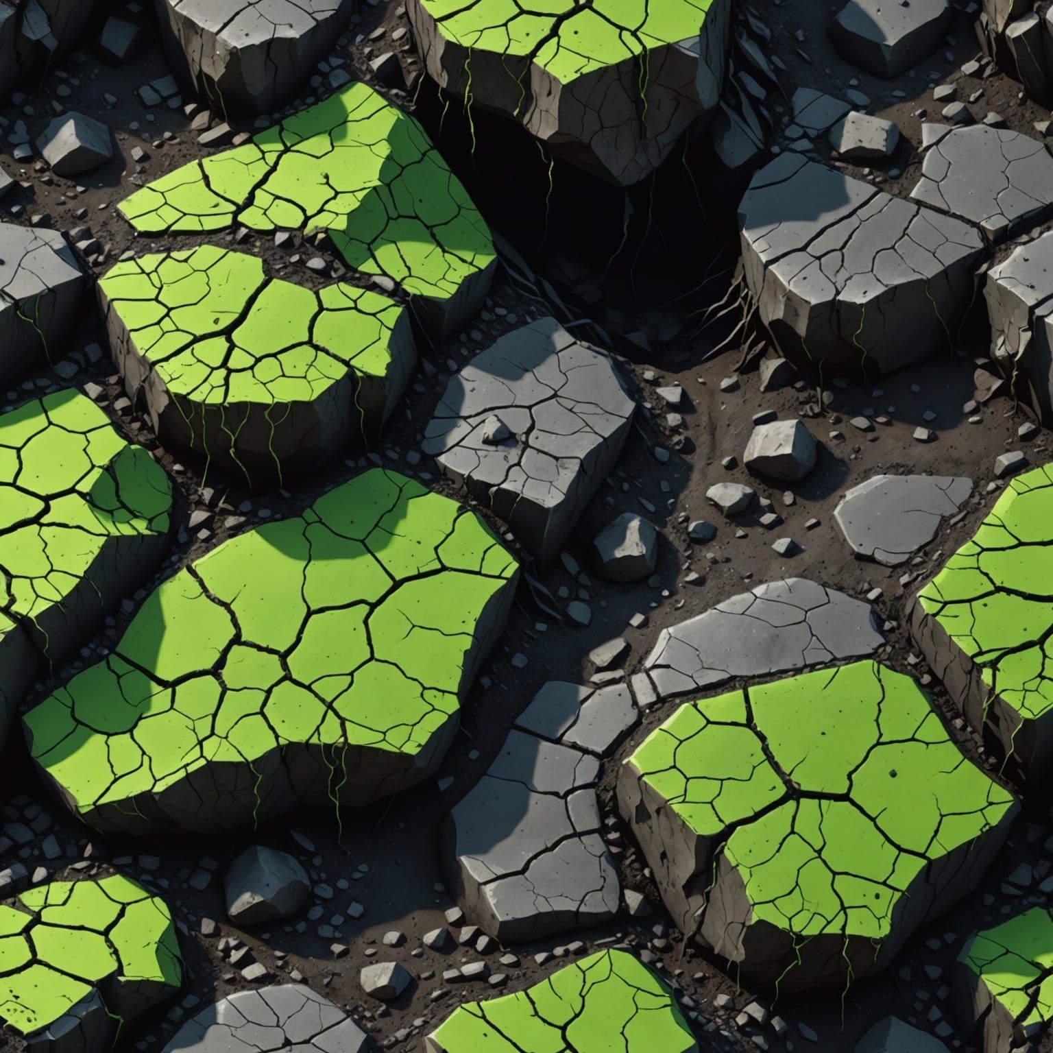 Ultra Detailed Cavern Wall Texture with Radioactive Glow