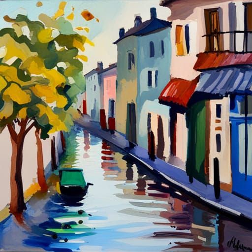 Impressionist Gouache Painting with Thick Brushstrokes