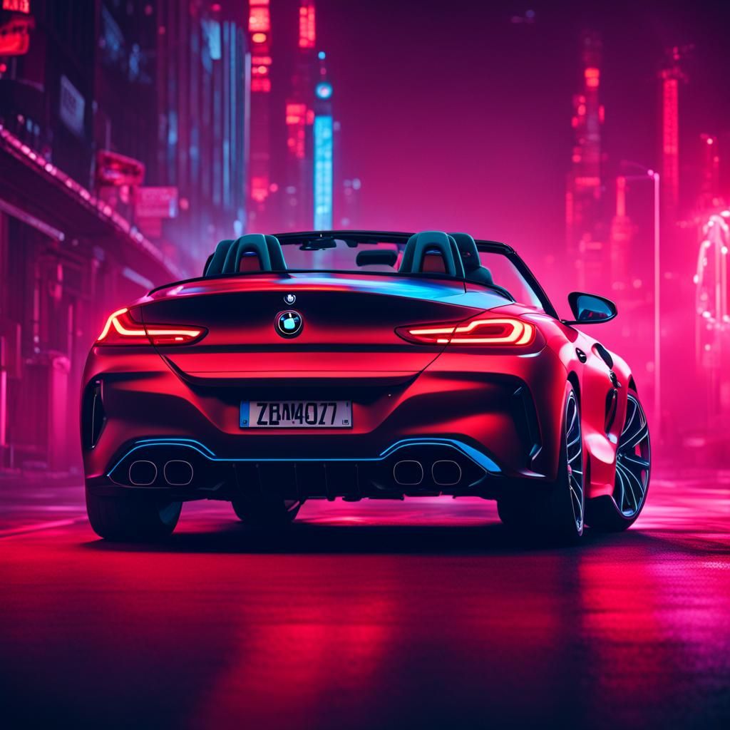 BMW Z4 M40i Rear View in Synthwave Neon