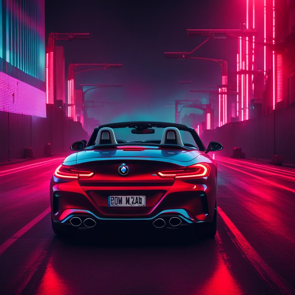 BMW Z4 M40i Rear View in Synthwave Style