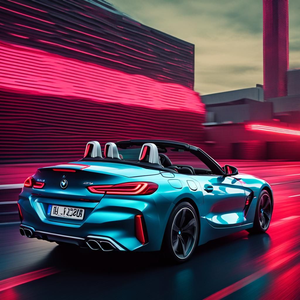 BMW Z4 M40i Rear View in Synthwave Style
