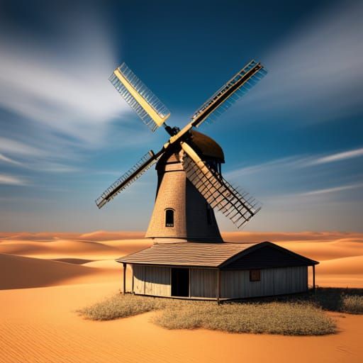 Detailed 8K 3D Render of a Windmill