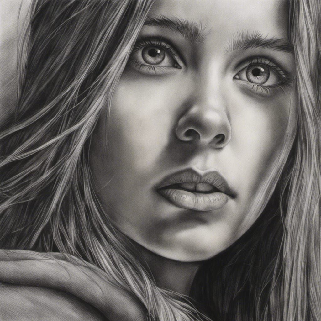 Expressive Charcoal Portrait of a Girl