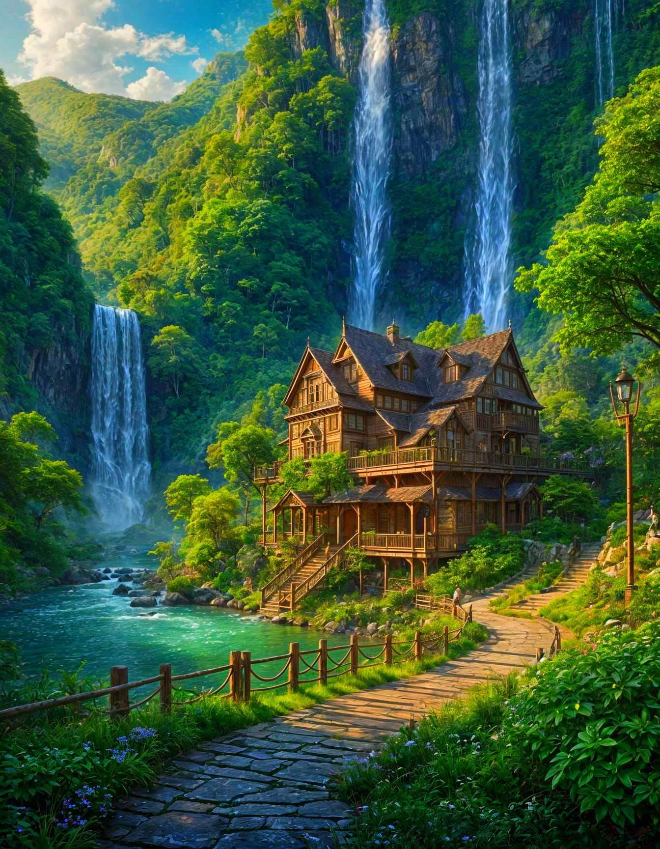 Ethereal Goddess in Majestic Digital Landscape