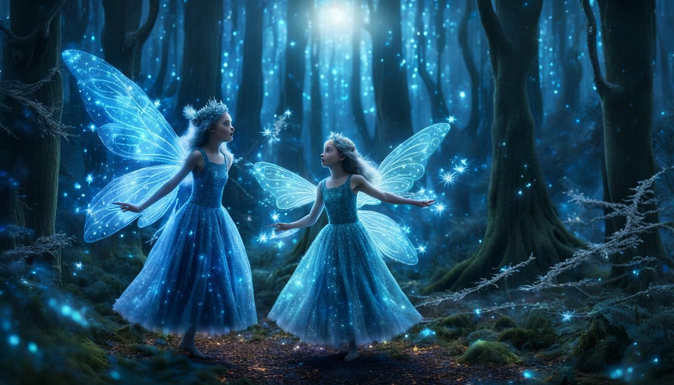 Fairies in Whispering Woods with Blue Glow