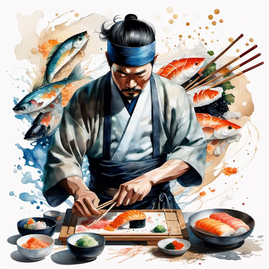A man making sushi
