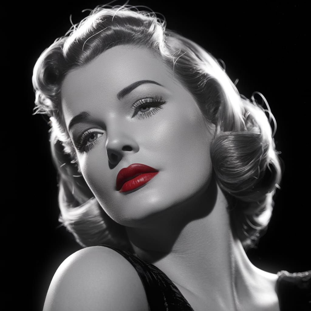 Glamorous Woman in Film Noir Style, High Contrast