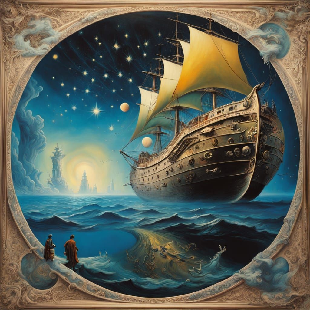 Surreal Space Odyssey: The Cutty Sark in Cosmic Dreamscape