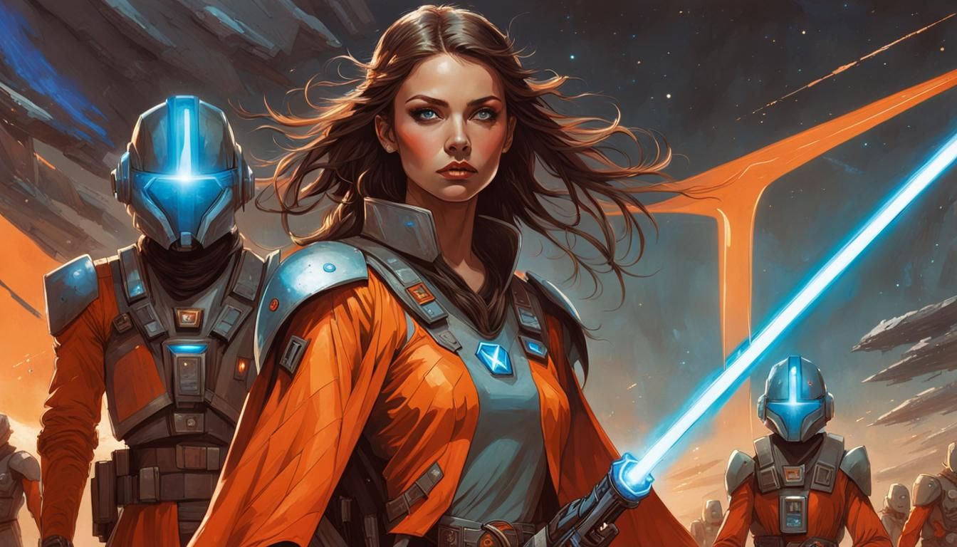 Space Queen Leading Her Troops into Battle