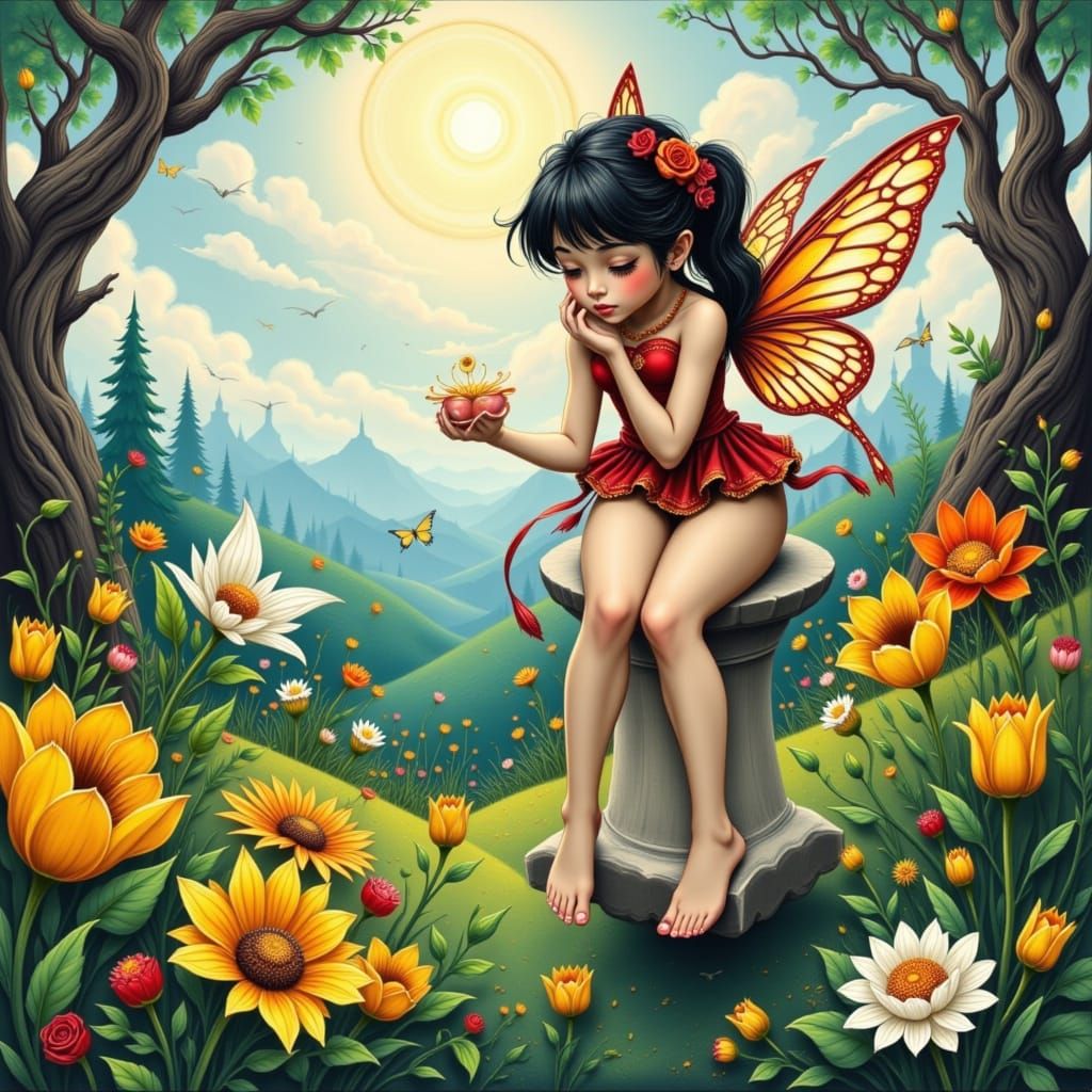 Whimsical Fairy Impasto Painting