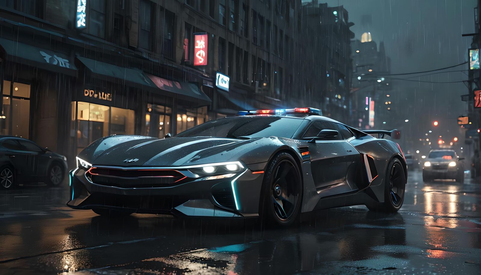AI-Designed Futuristic Police Car in Cinematic Style