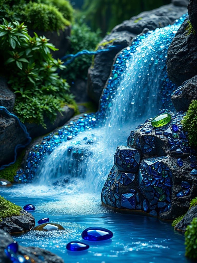 Sapphire Jewel Waterfall in Luxurious Gemstone Style