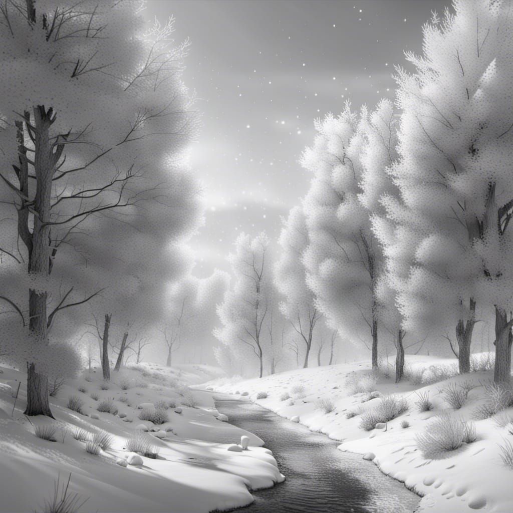 Dreamy Winter Landscape Illustration in Digital Art