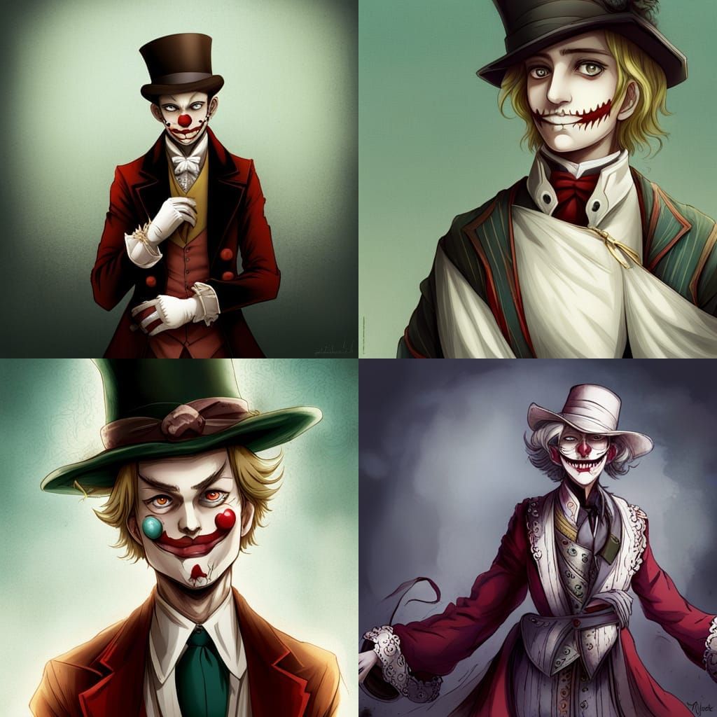 Creepy 18th Century Clown in Anime Style