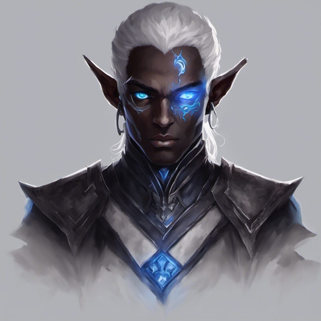 Dark Elf Rogue with Glowing Eyes Concept Art