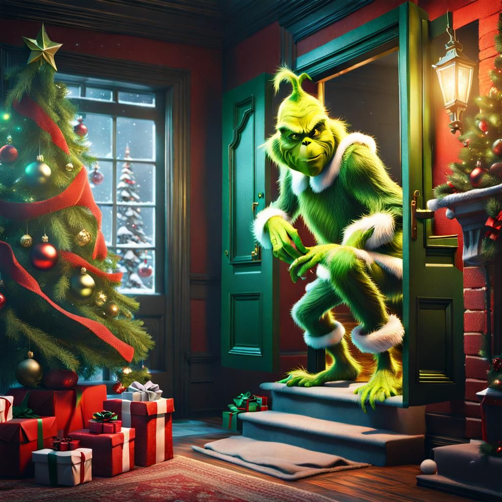 The Grinch's Christmas Eve Heist: Digital Art