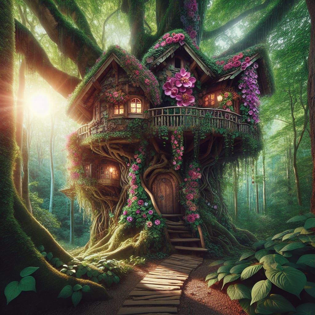 Magical Treehouse in Lush Forest