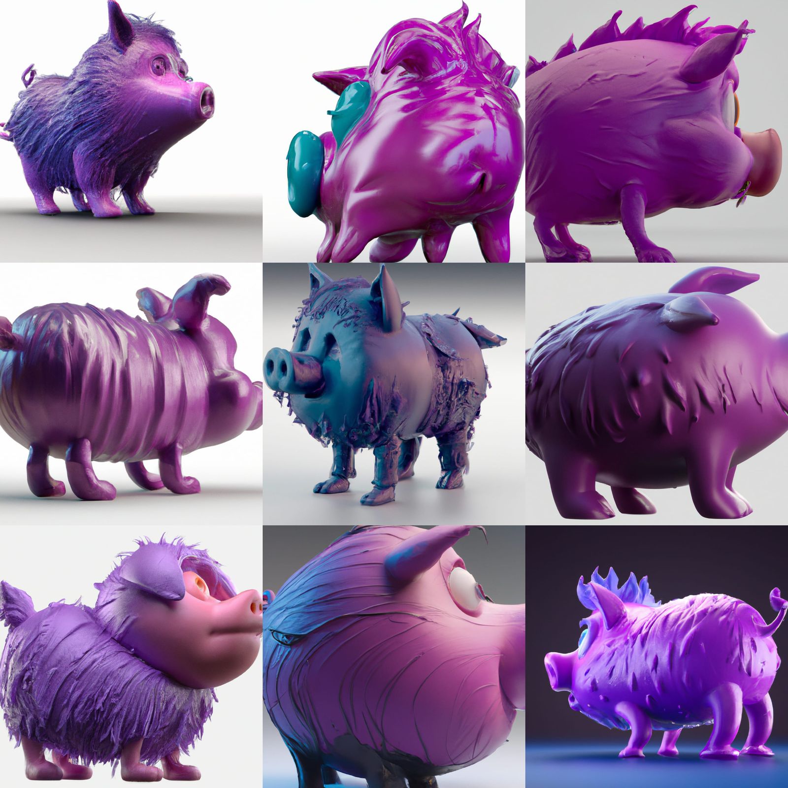 Inflatable Purple Pig Cartoon Character