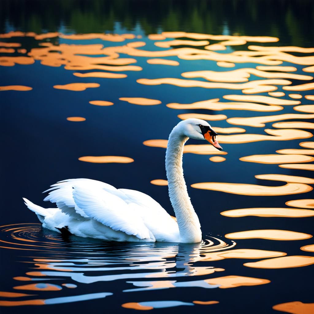 Elegant Swan Swimming on a Calm Lake