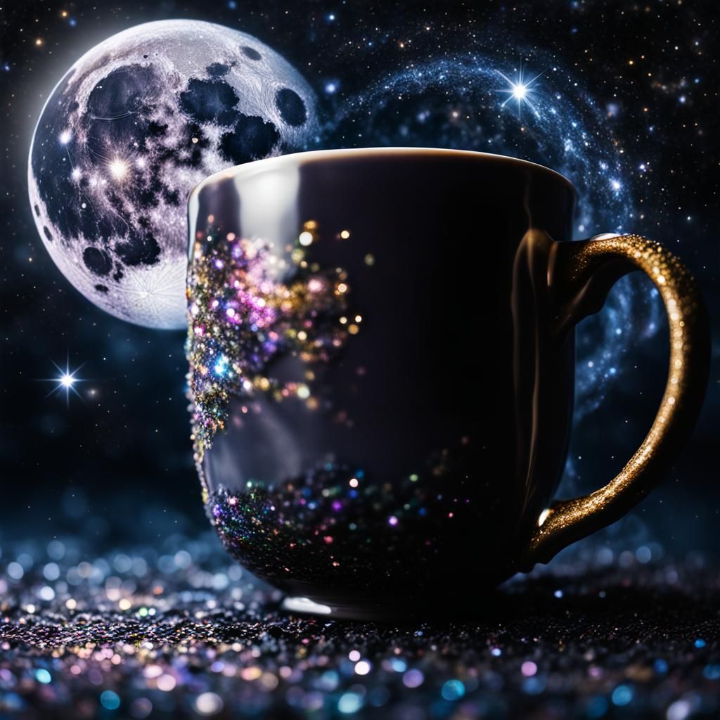 Galactic Teacup: Hyperrealistic Glittering Cosmos