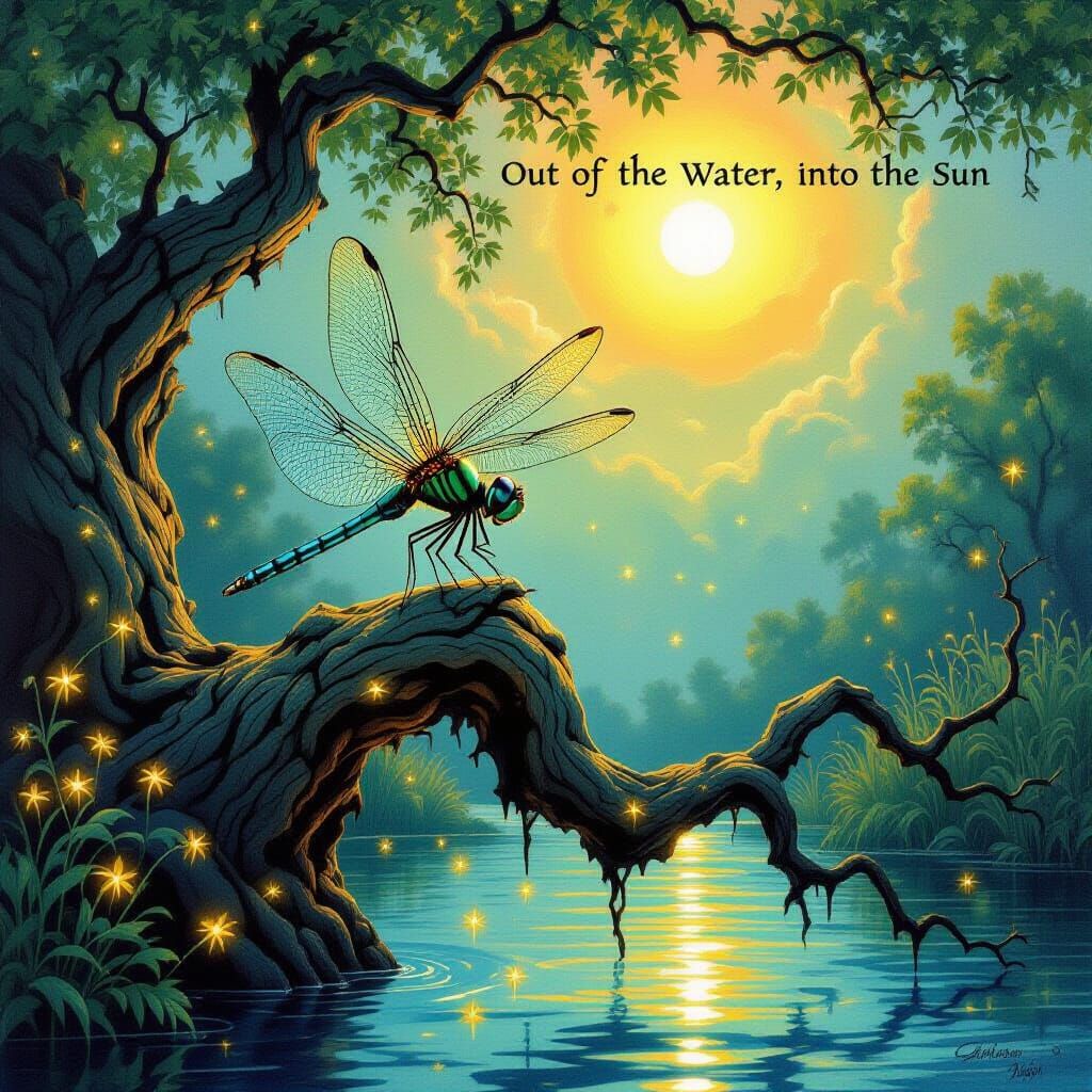 Dragonfly Ascending to Golden Sun