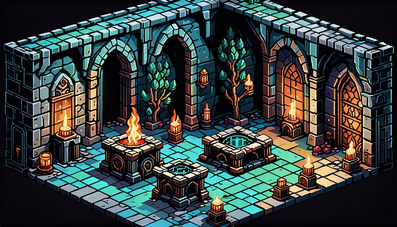 Pixel Art Dungeon Map in Retro RPG Style