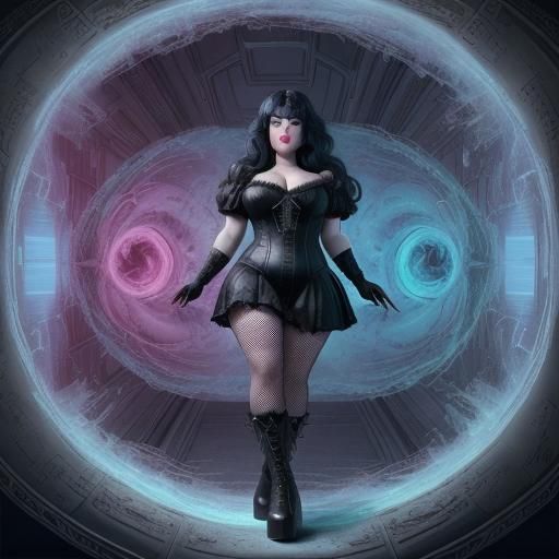 Gothic Enchantress in Drawing Room: Detailed Matte Painting