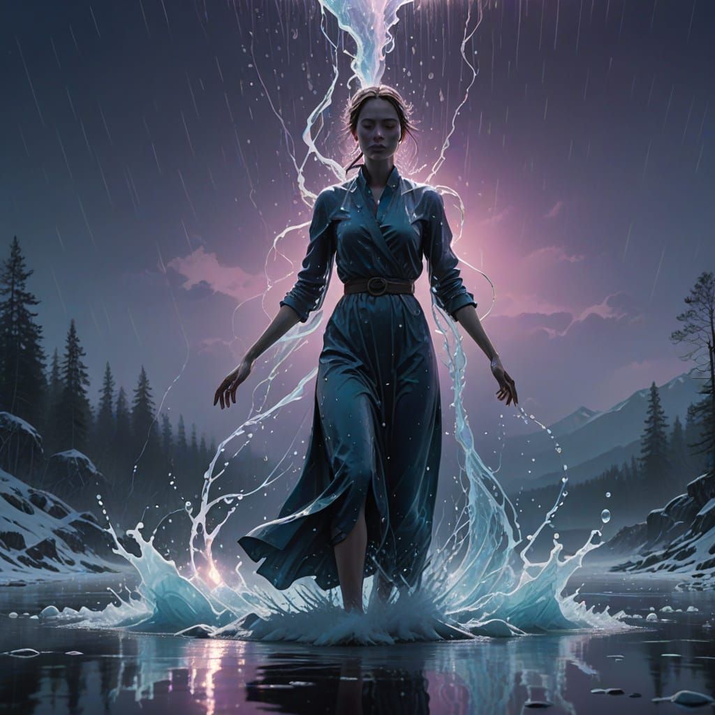 Ethereal Water Sculpture in Iridescent Dreamlight