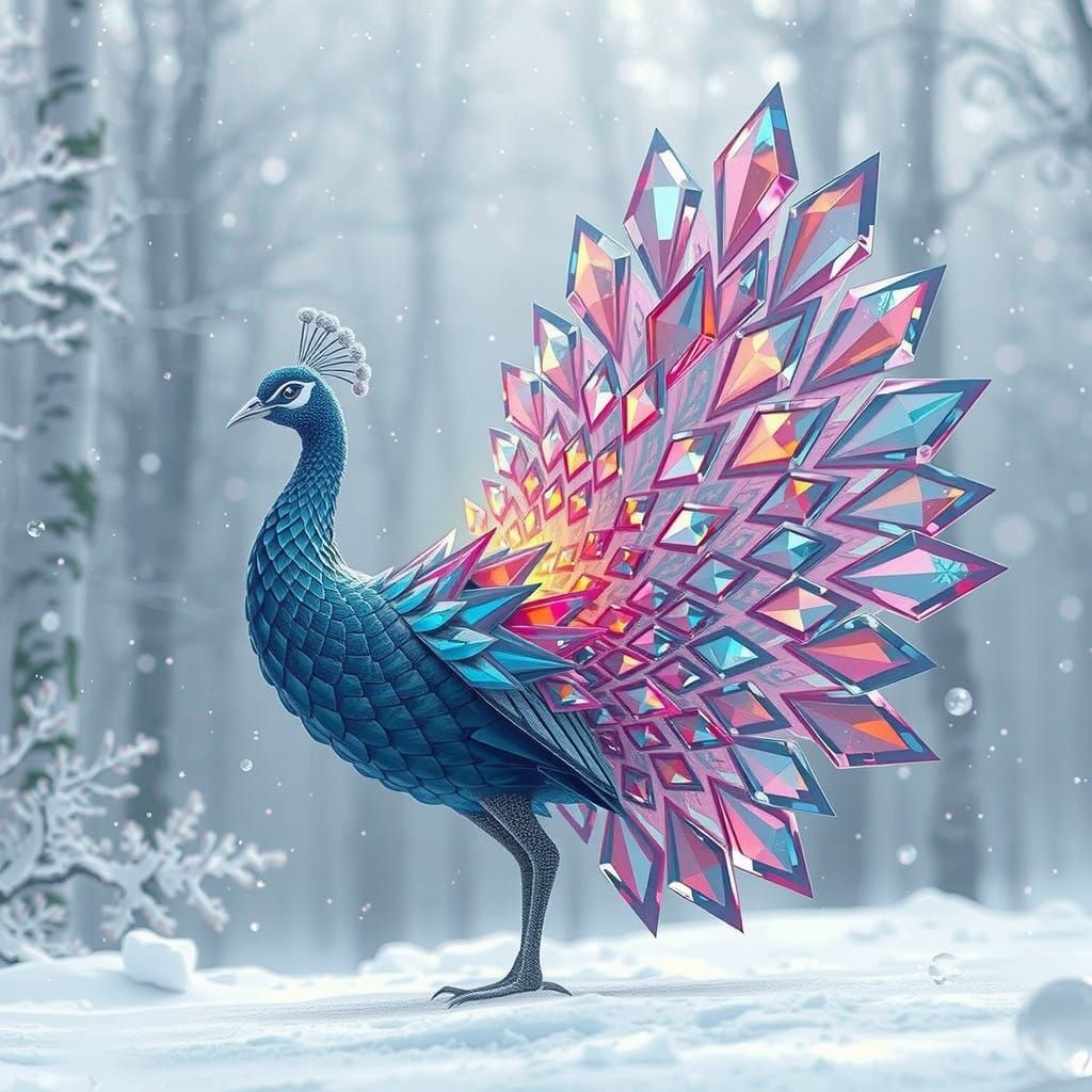 Crystal Peacock in Winter Wonderland