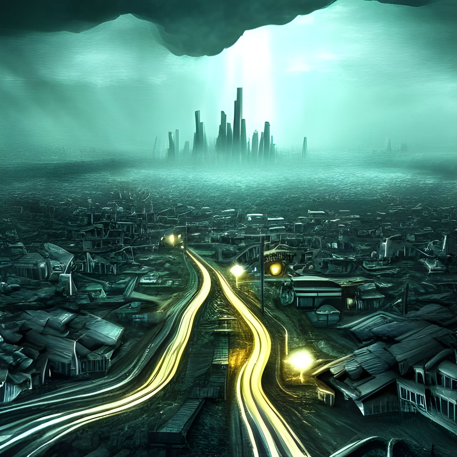 Futuristic Music Town: Surreal Cel-Shaded Concept Art