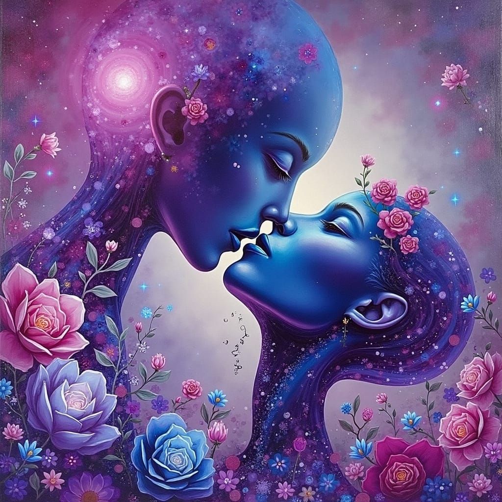 Alien Kiss: A Vivid Oil Painting of Flowers
