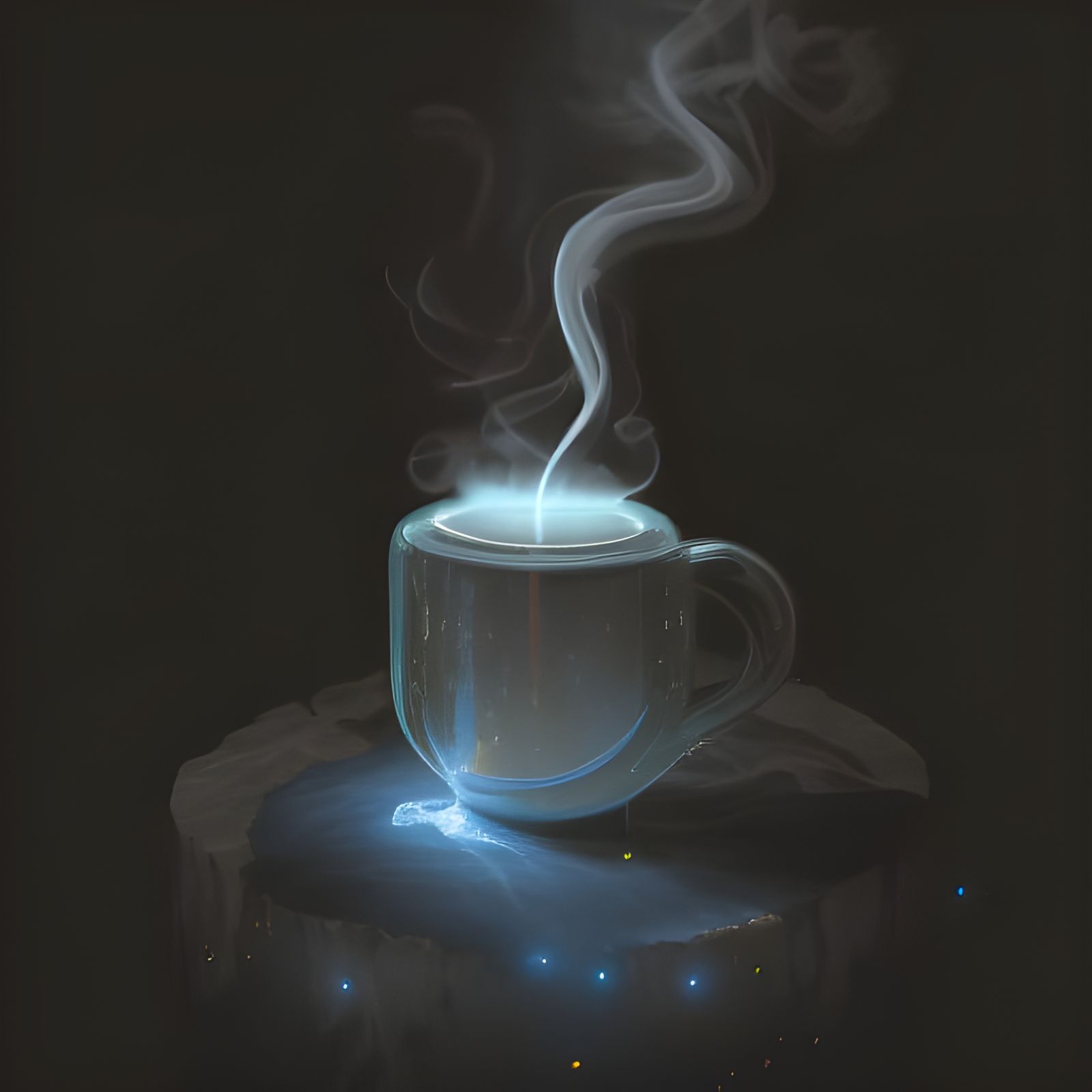 Cosmic Coffee Cup with Glowing Energy