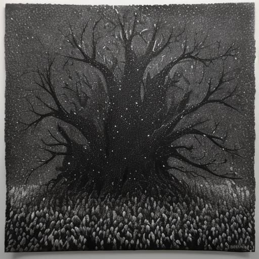 Kinetic Pointillism Group Portrait in WARM B&W