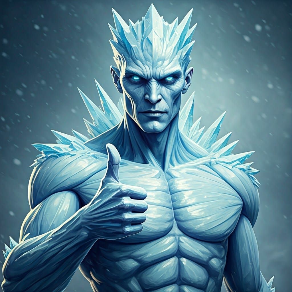 Crystal Ice Elemental Gives Thumbs Up in Frosty, Cinematic F...