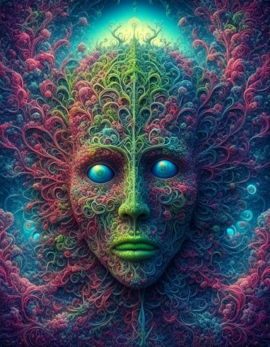 Psychedelic Alien World with Symmetrical Neon Vines