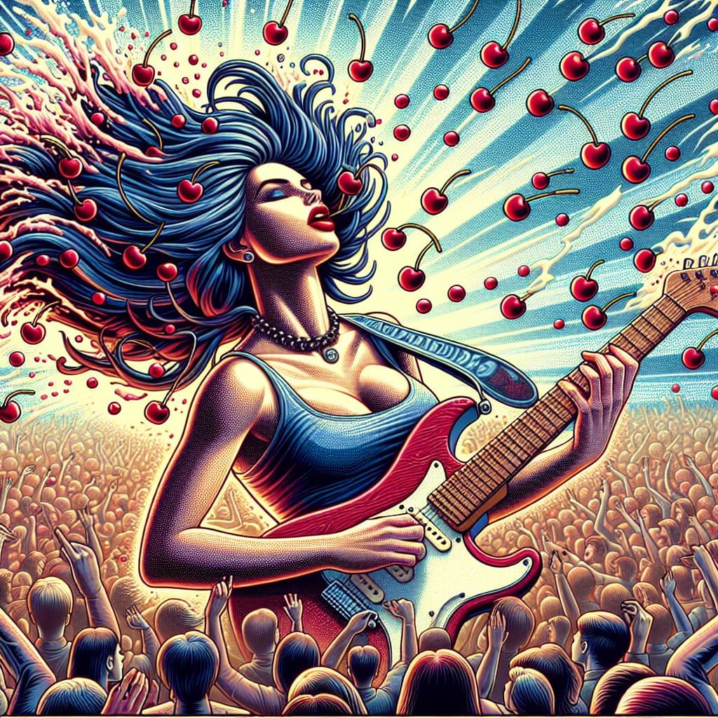 Rock 'n' Roll Guitarist in Comic Book Style