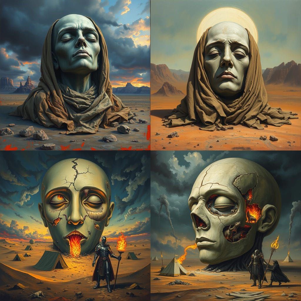 Monumental Dream Head in Painterly Surrealism