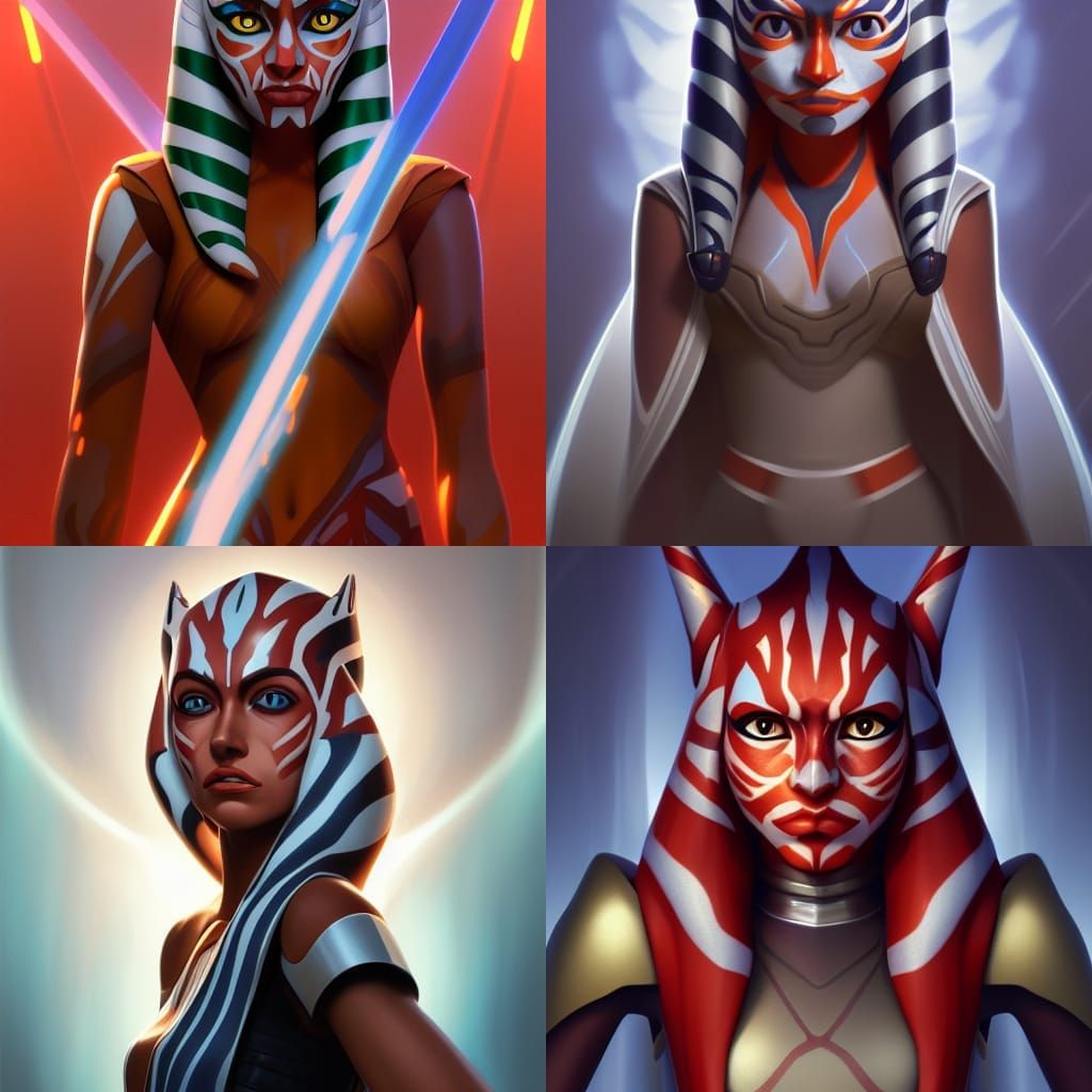 Ahsoka Tano Portrait in Hyperdetailed Style