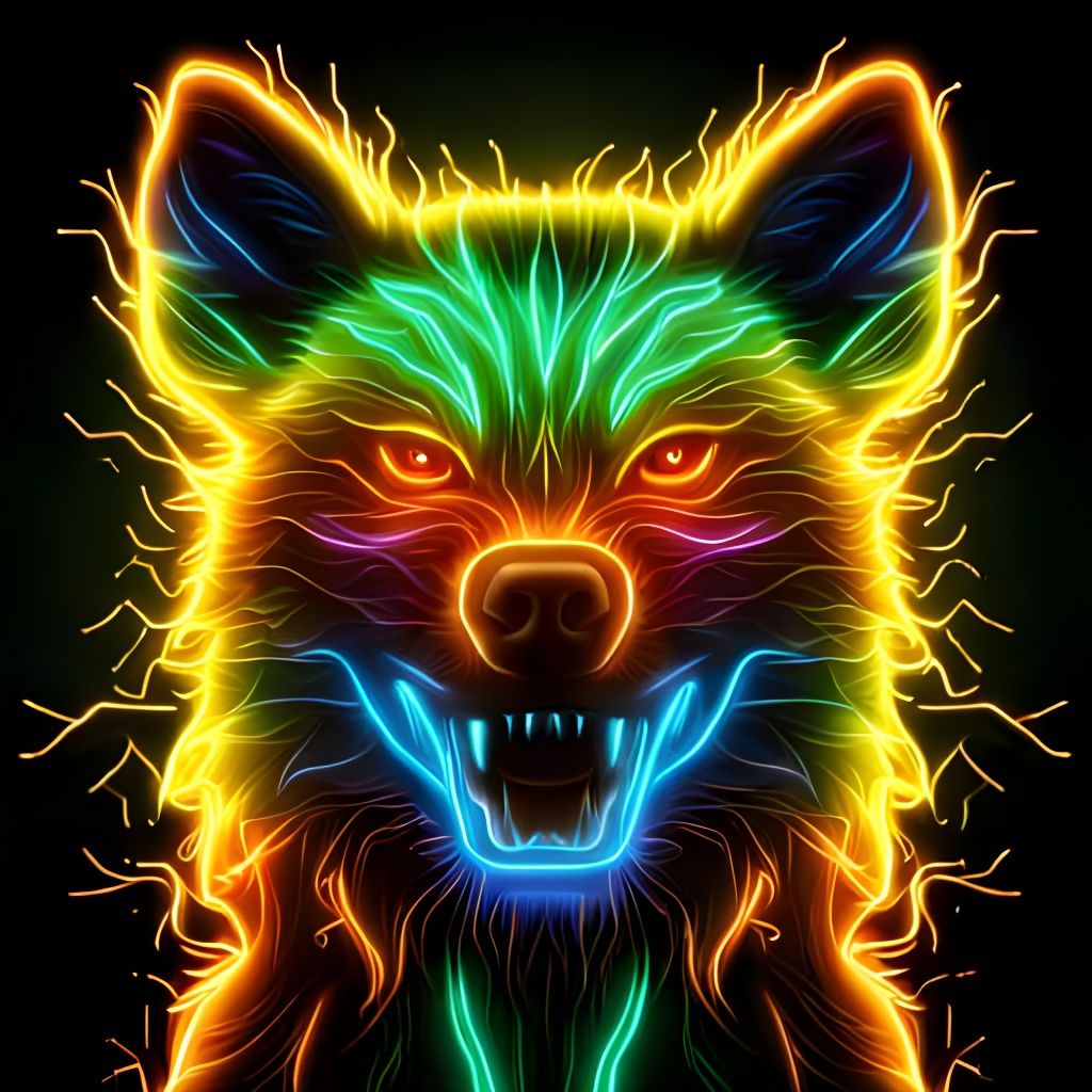 Electric Neon Hyena Laughing in Vivid Detail