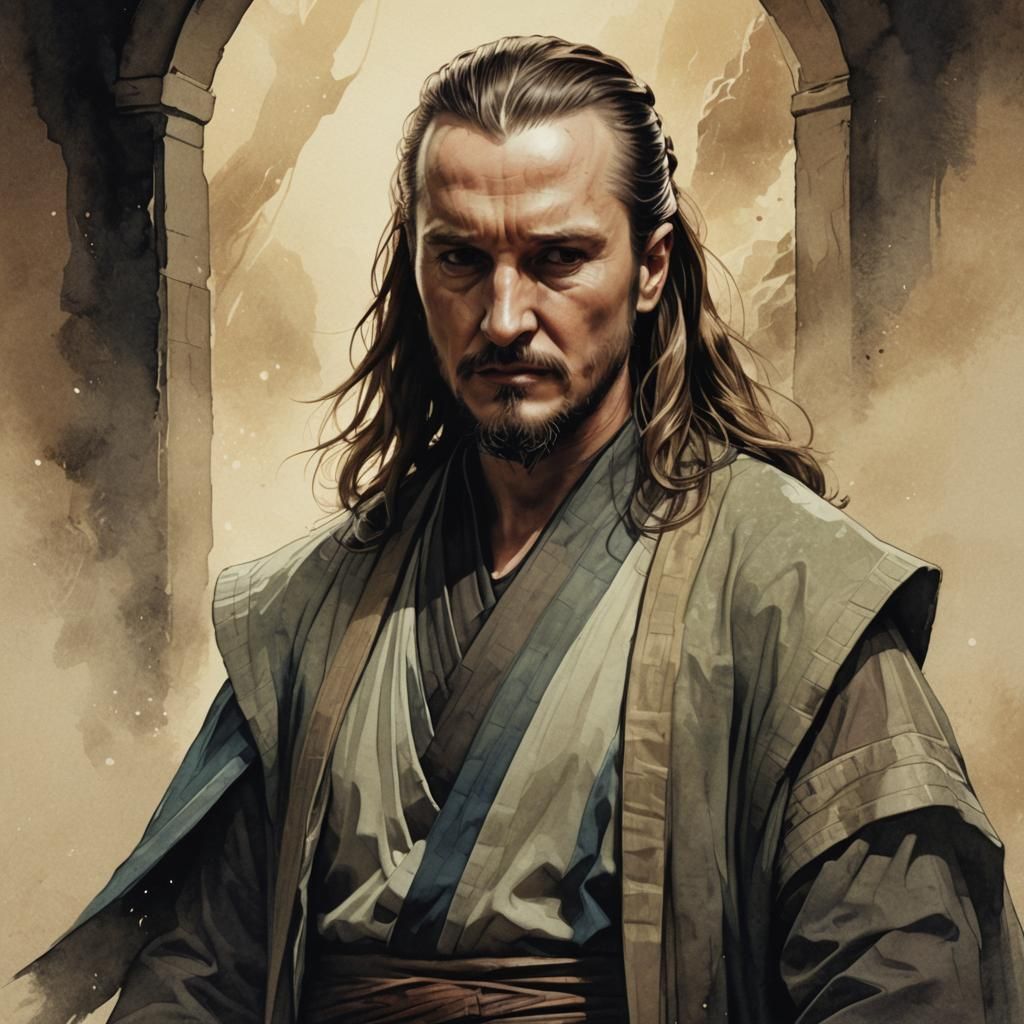 Qui-Gon Jinn: Retro D&D Digital Illustration