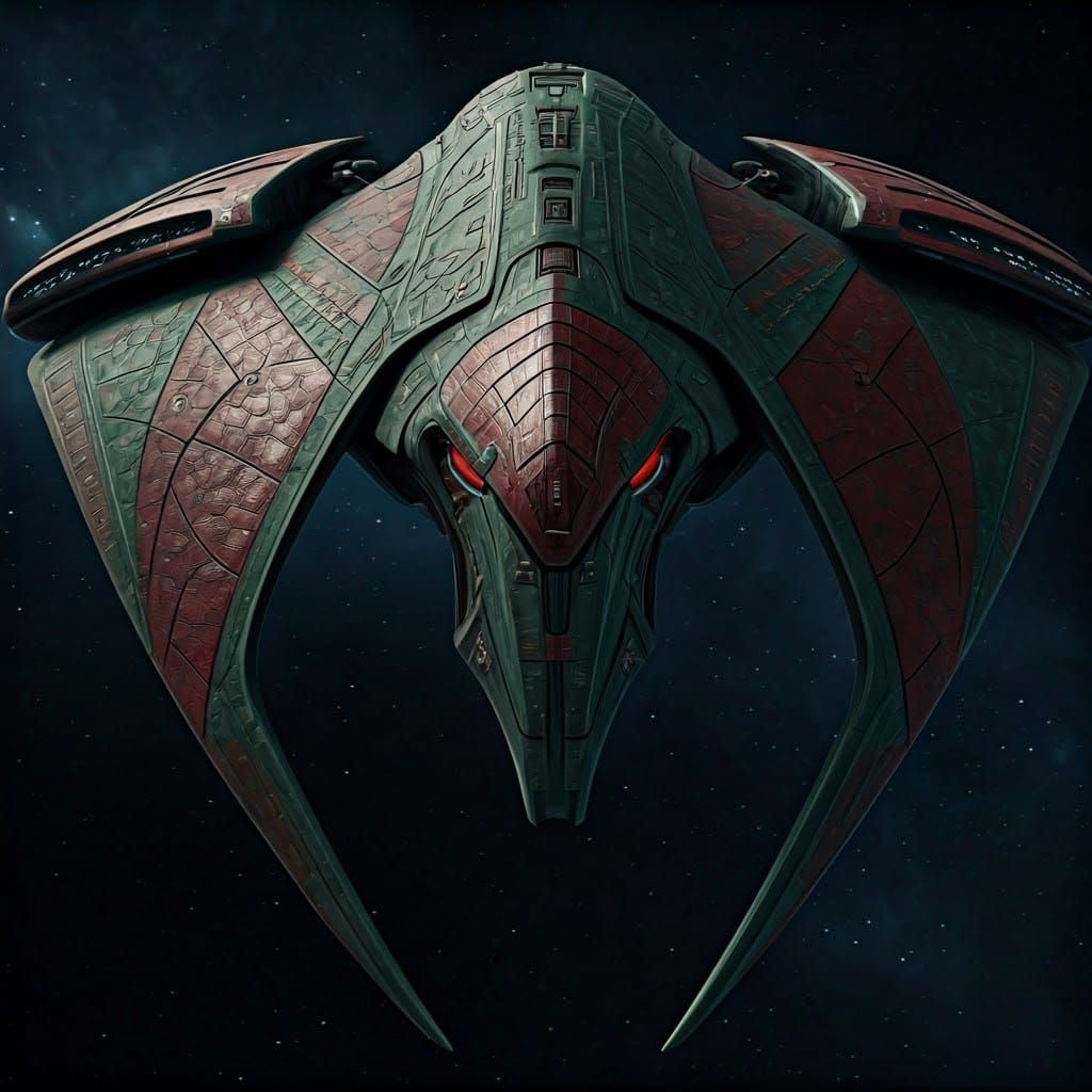 Majestic Klingon Bird-of-Prey Starship in Dramatic Cinematic...
