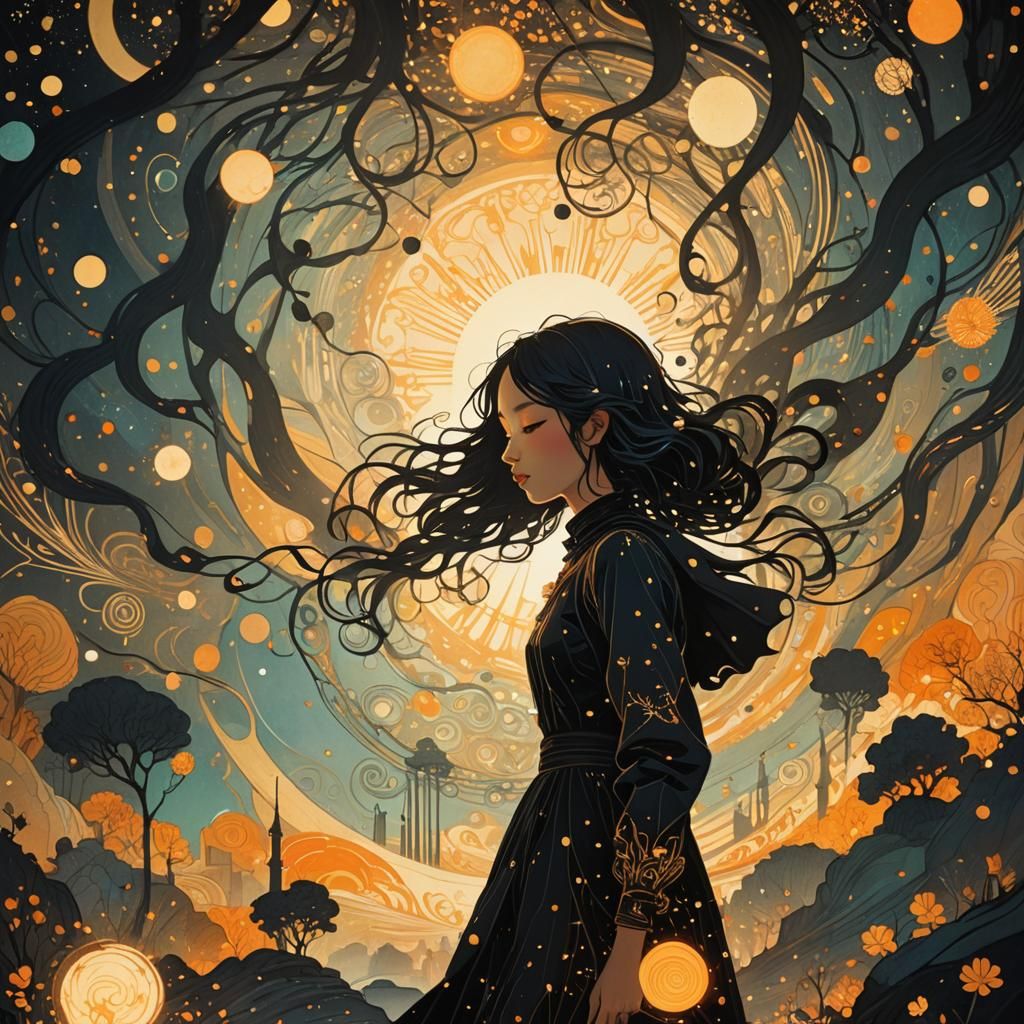 Ethereal Silhouette: Girl Walking into the Sun