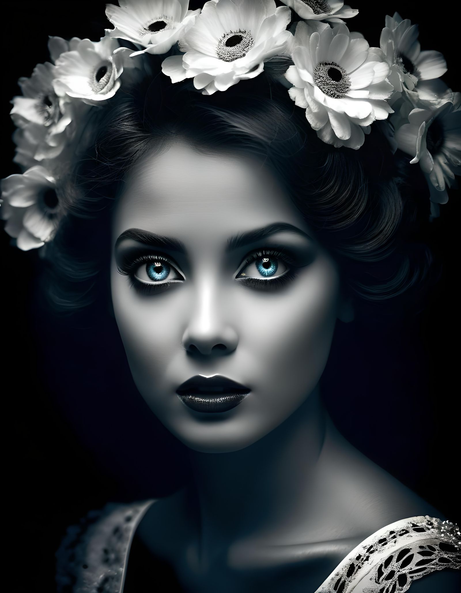 Mesmerizing Eyes: A Noir Portrait of Beauty