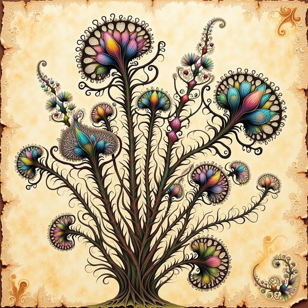 Ligamorphous Floral Hybrids in Intricate Botanical Detail