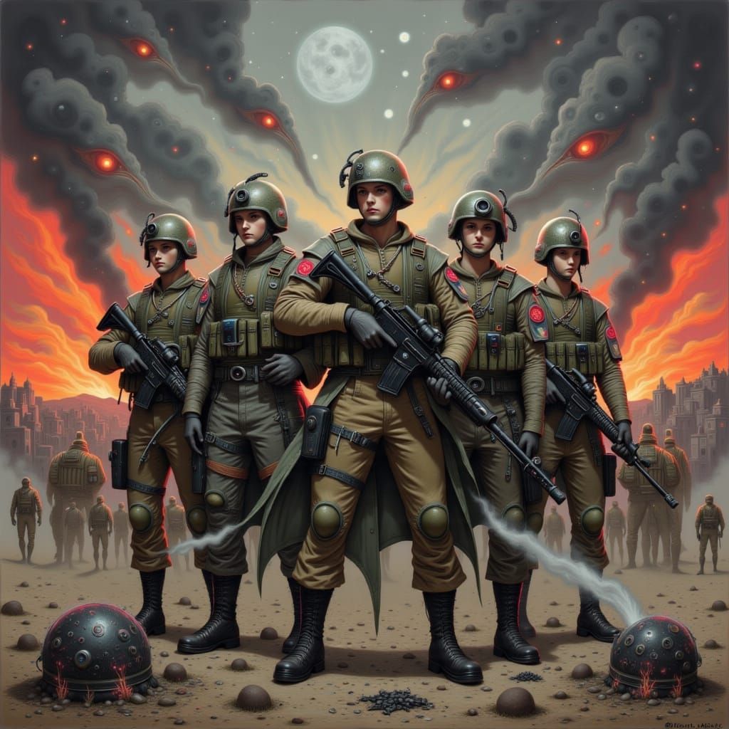 Heroic Marine Corps Soldiers in Fantasy Art Style